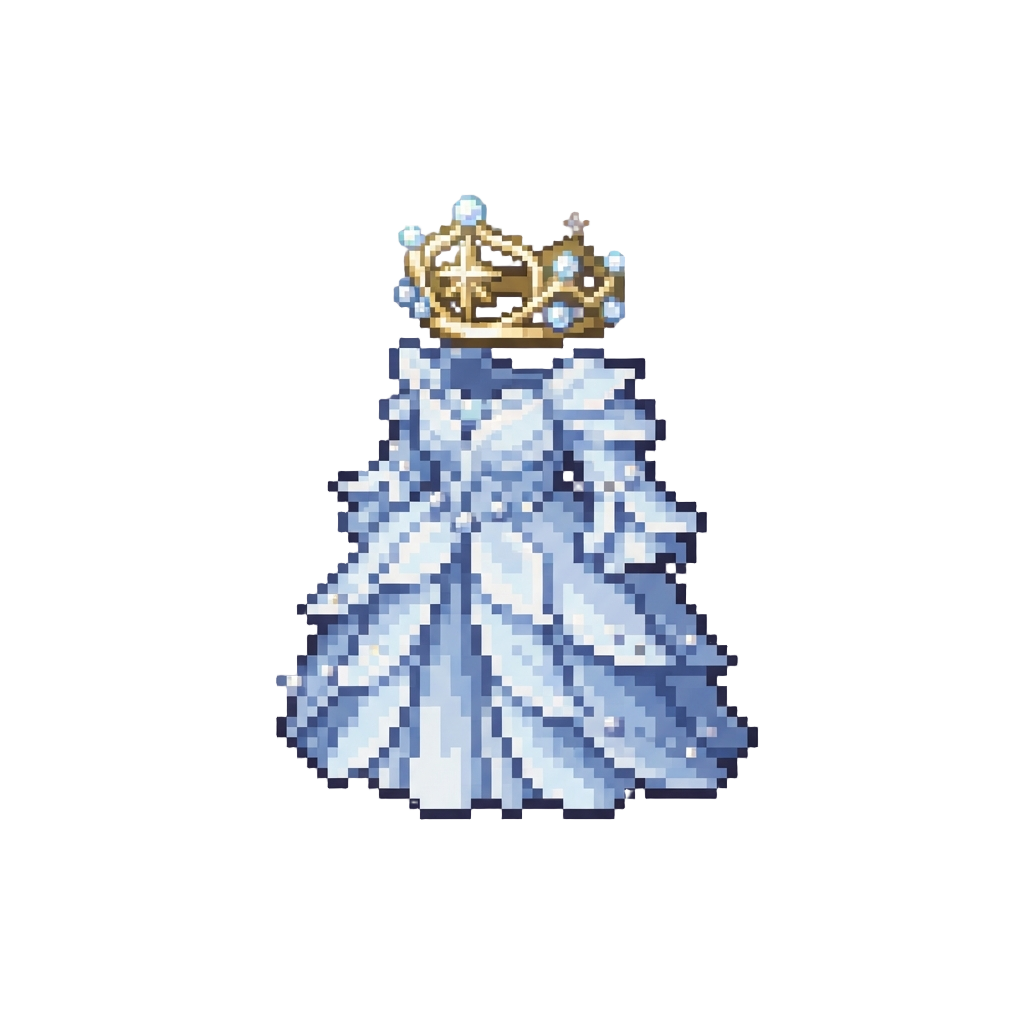 A Celestial Pearl Crown and Layered Petal Gown
