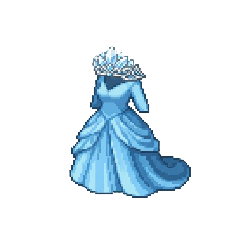 A Crystal Petal Tiara and Flowing Ballgown