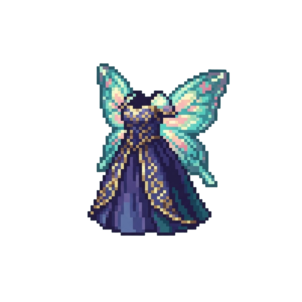 A Glowing Butterfly Wing Cape and Dress