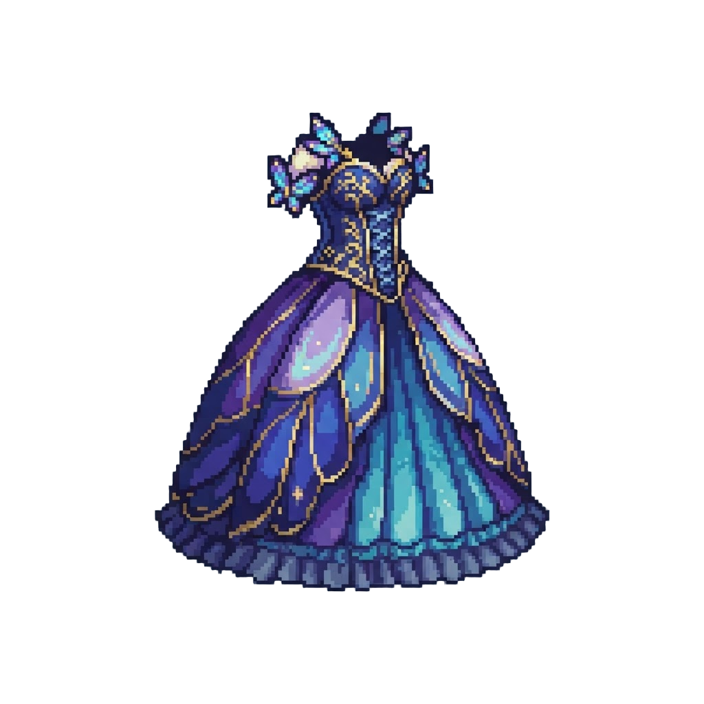 An Ornate Butterfly Wing Corset and Ballgown