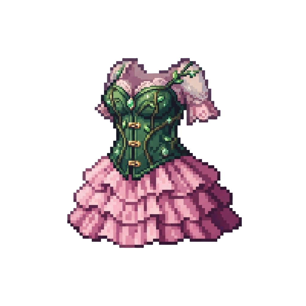 A Sparkling Vine Corset and Ruffled Dress