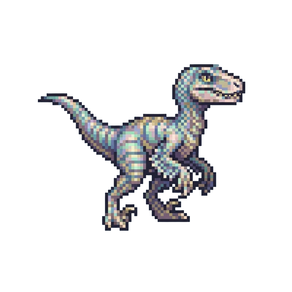 An Iridescent Pearlescent Velociraptor