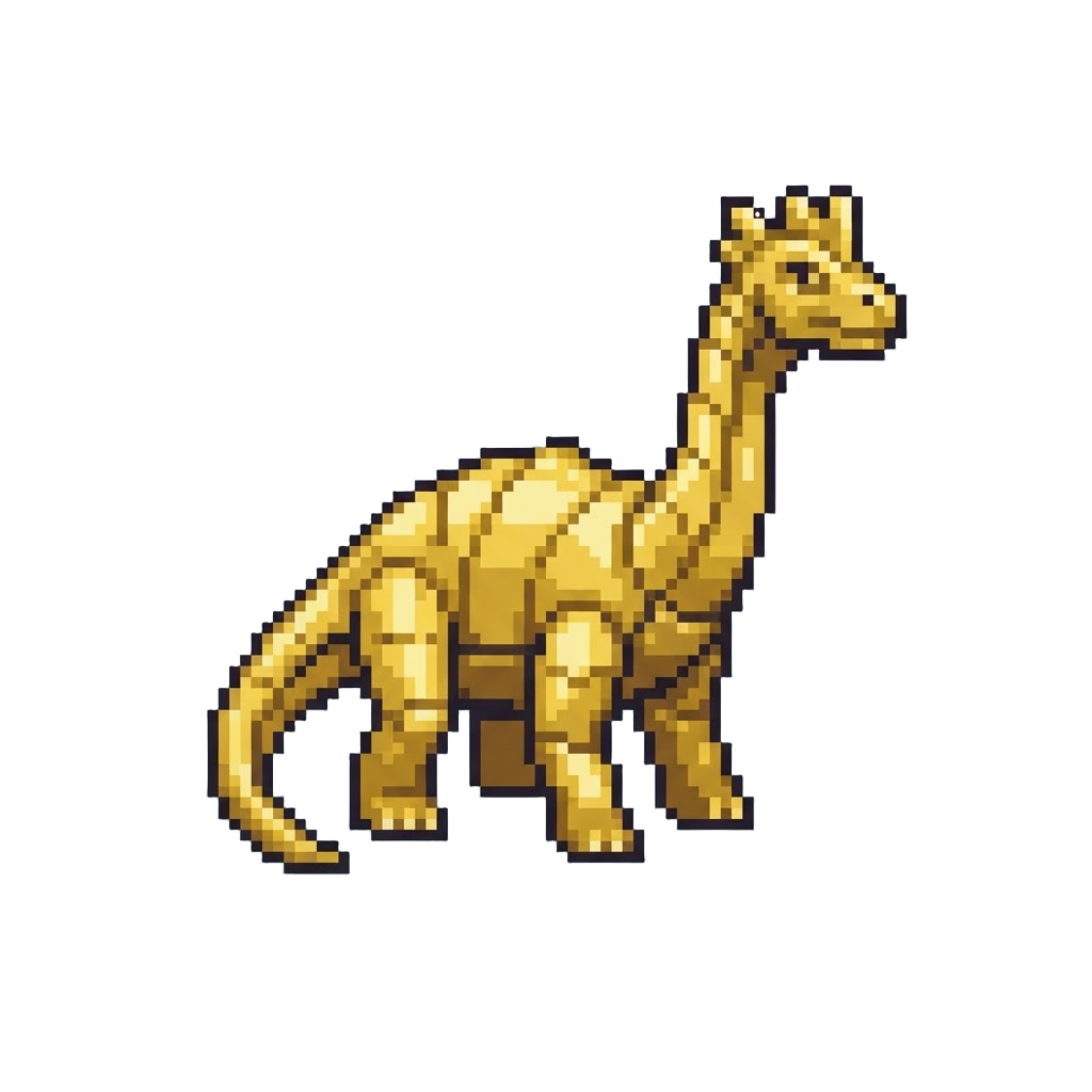 A Metallic Gold-leaf Brachiosaurus with Crown Horns
