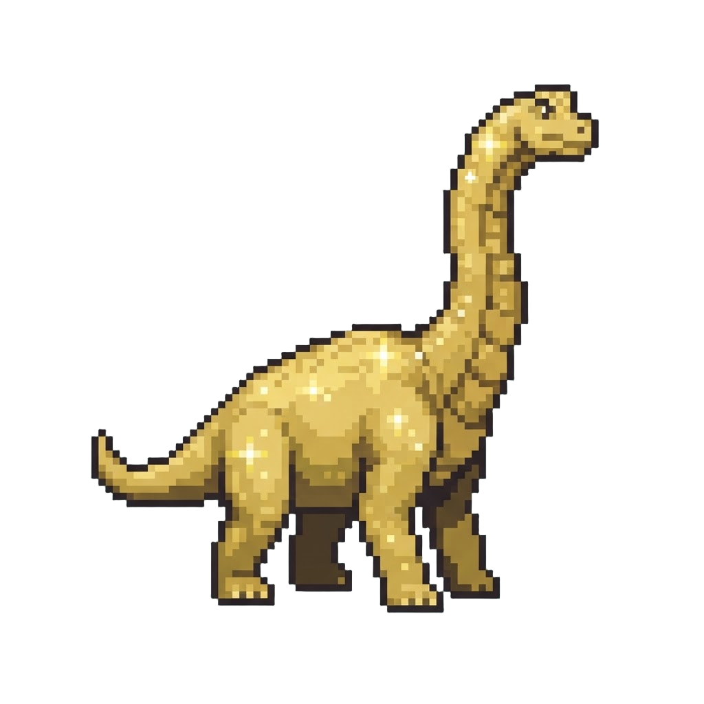A Champagne-gold Sparkling Brachiosaurus