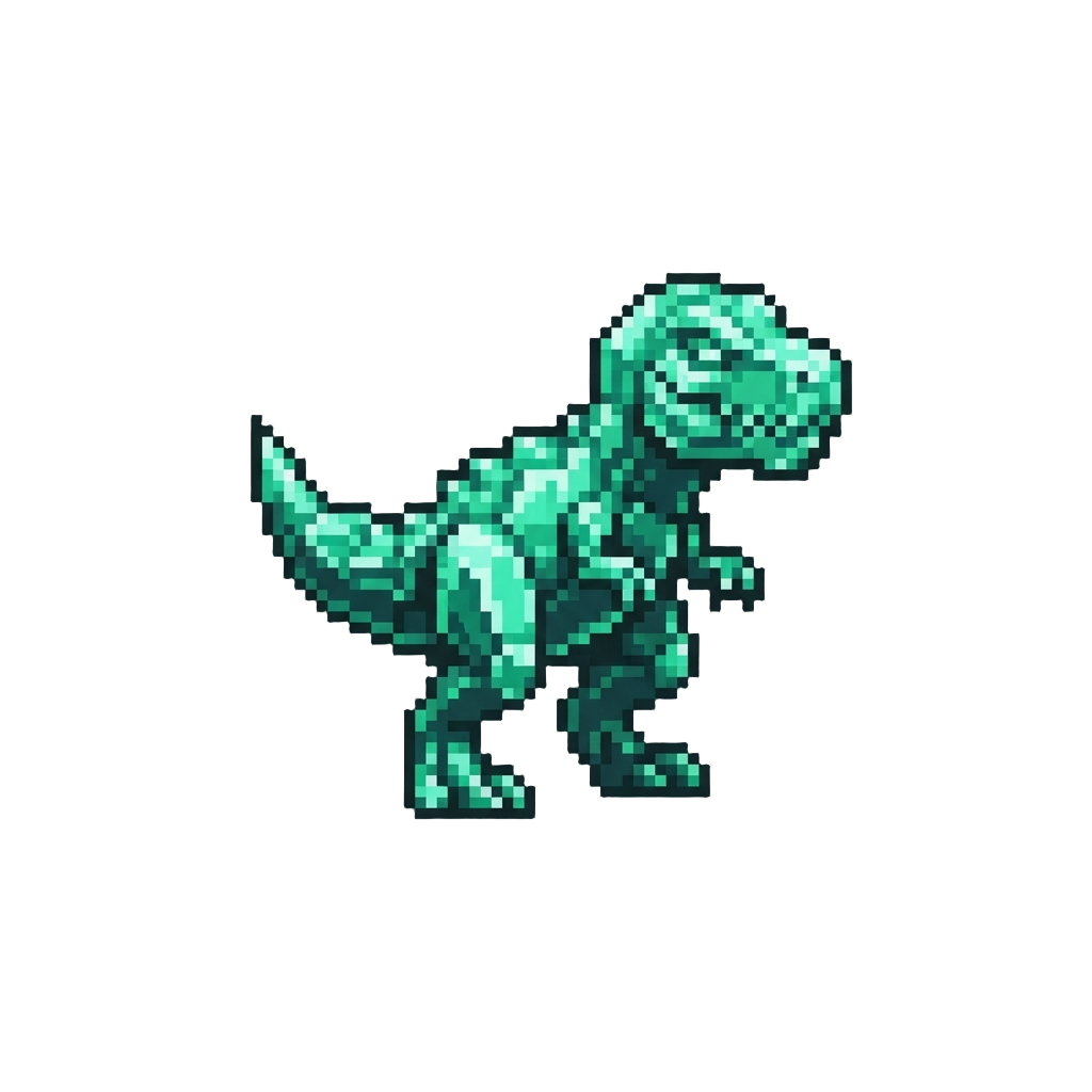 An Emerald-green Glowing Crystal Tyrannosaurus Rex