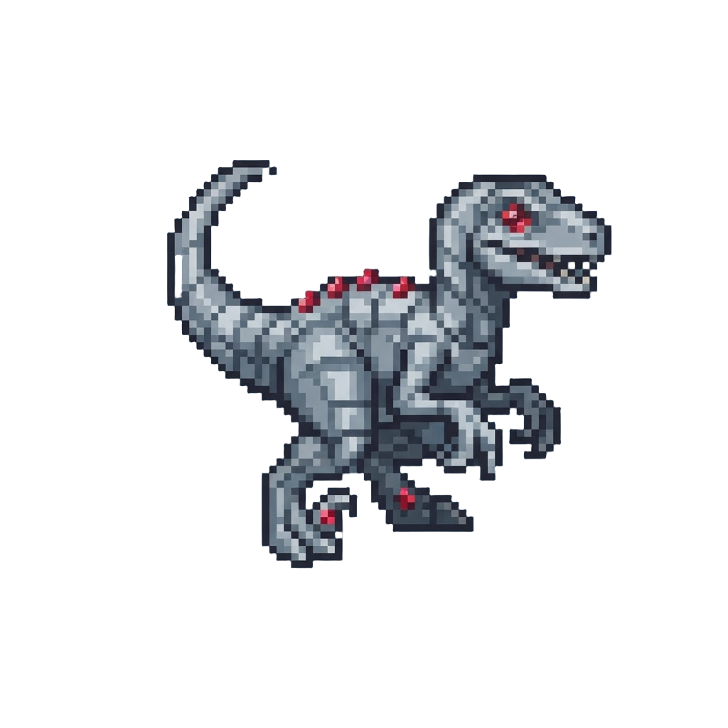 A Platinum-and-ruby Wild Velociraptor