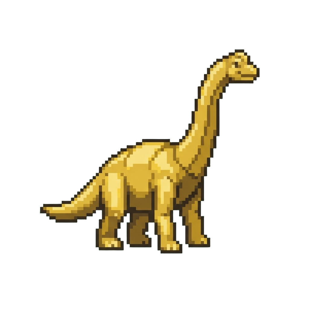 A Polished Pure-gold Brachiosaurus