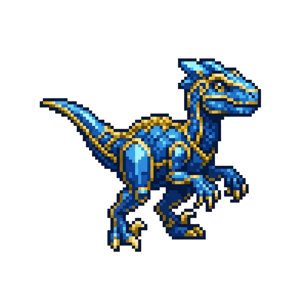 A Gold-trimmed Sapphire Velociraptor