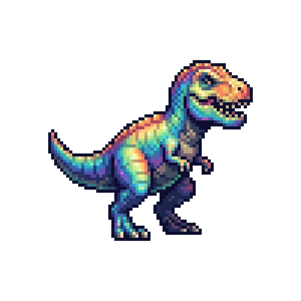 An Opal Rainbow-shimmering Tyrannosaurus Rex
