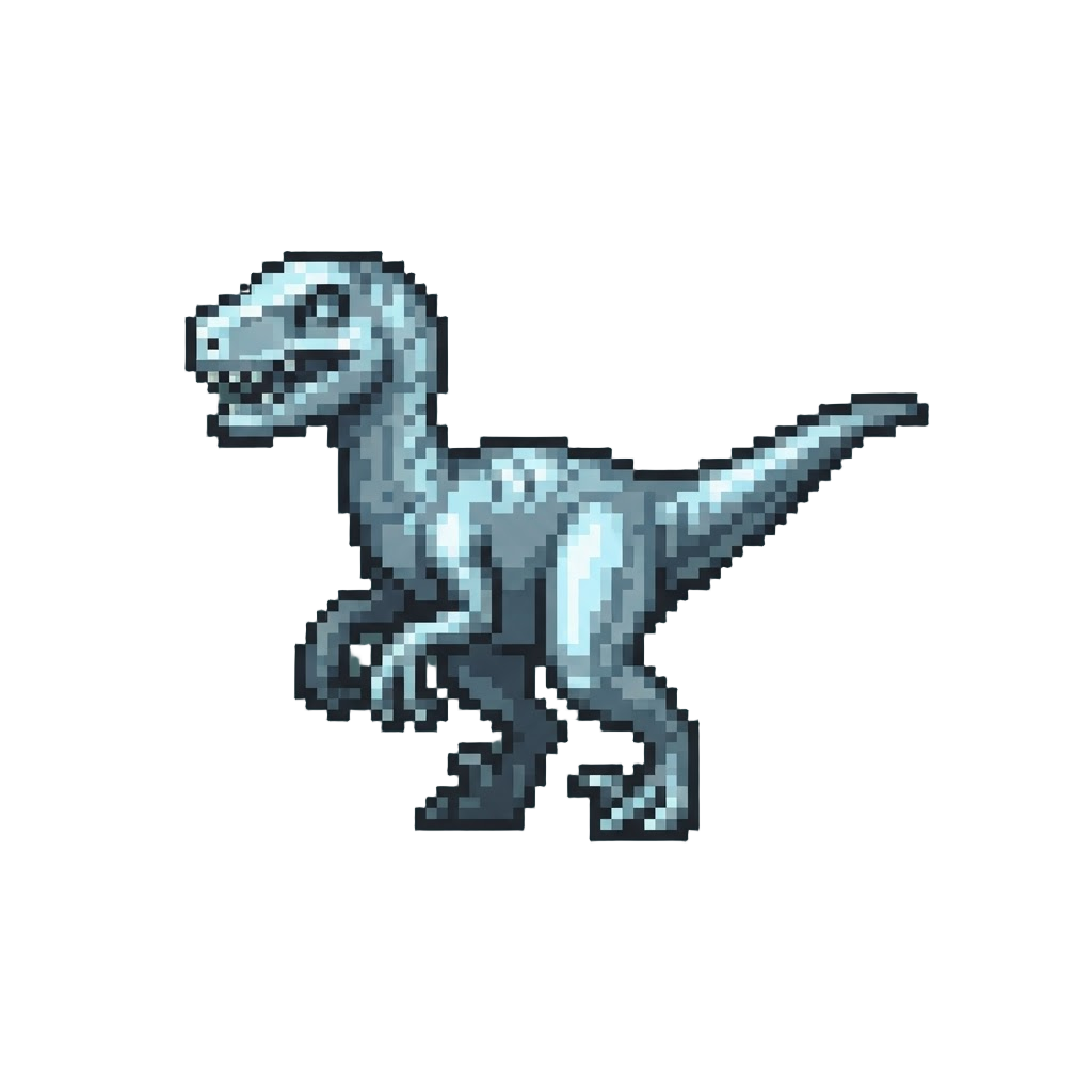 A Glittery Metallic-chrome Velociraptor