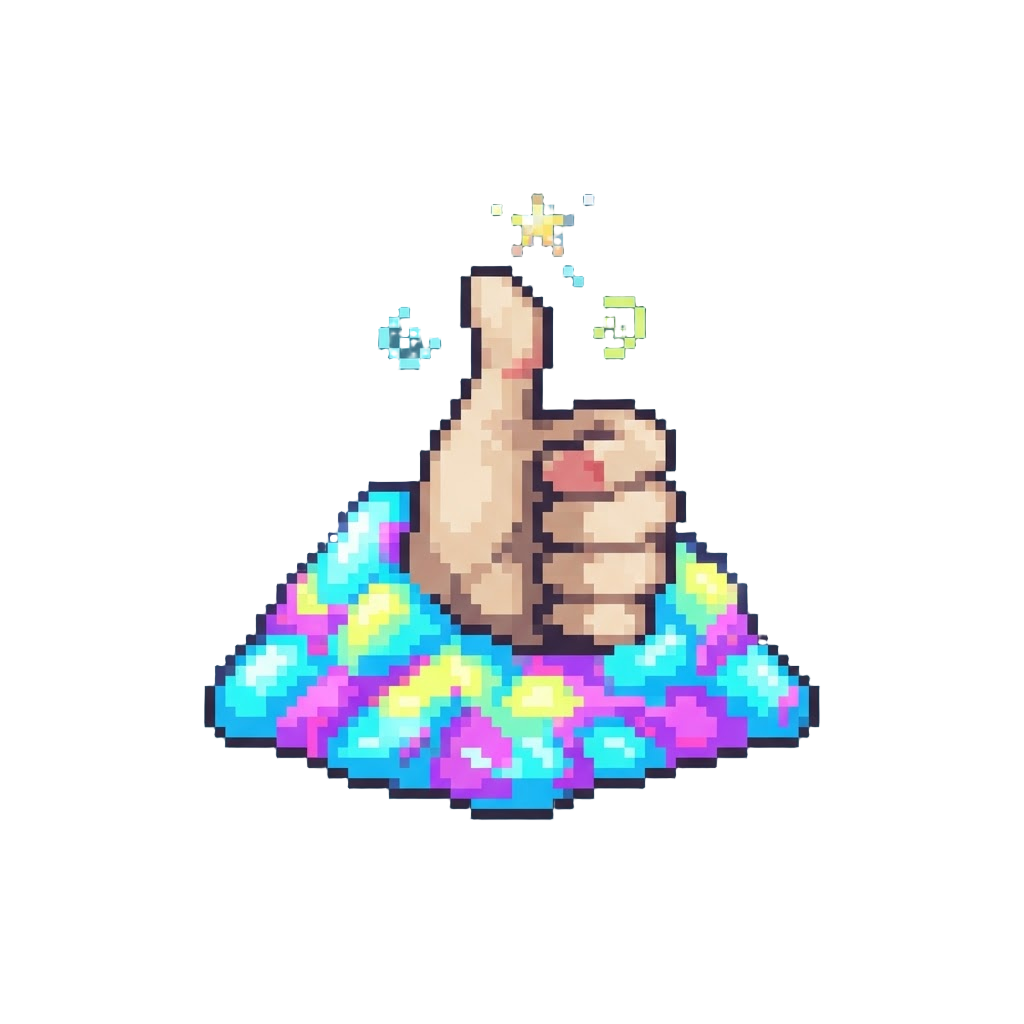 A Dazed Thumbs-up While Sitting Buried in Neon Snow