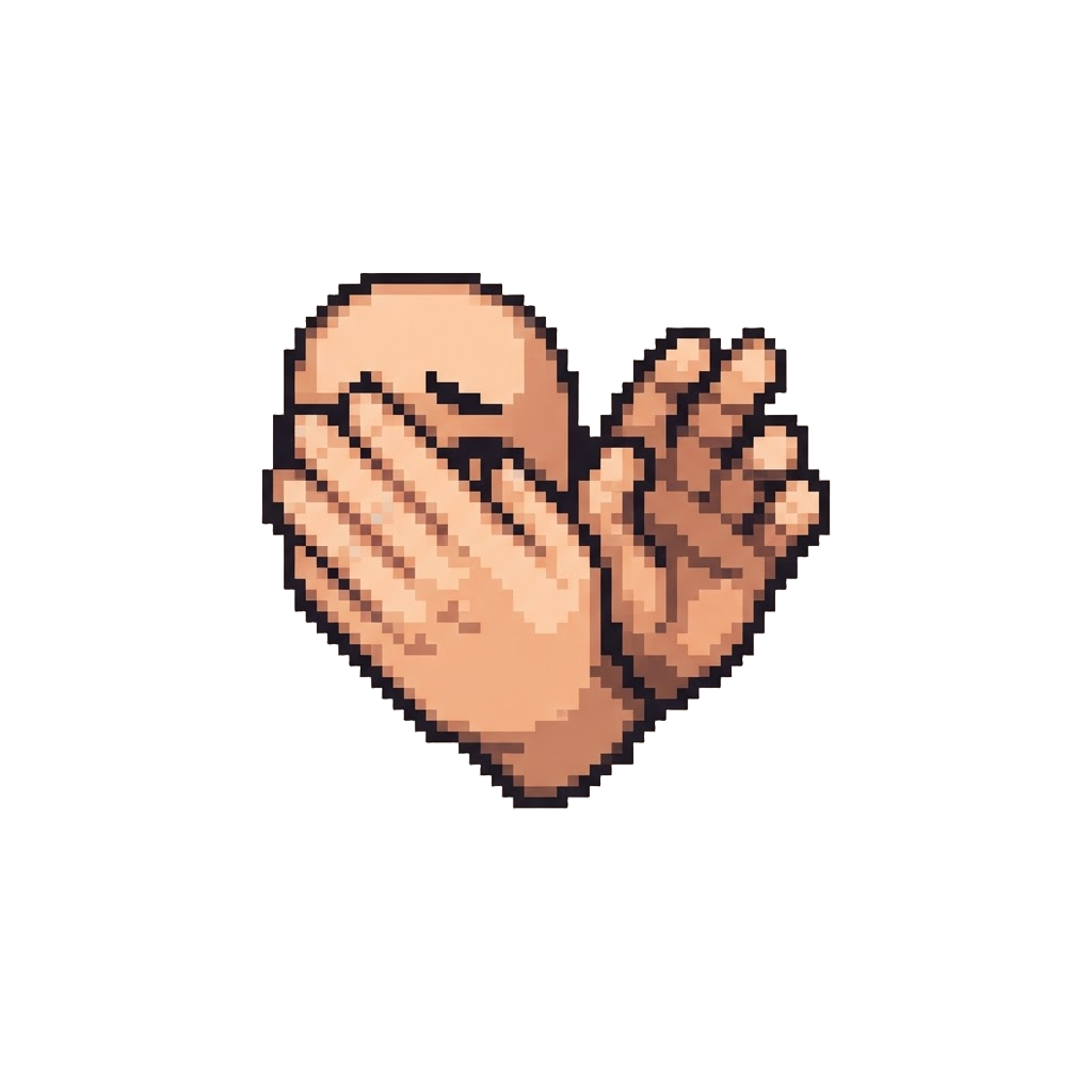 A Facepalm Turning Into a Timid Wave
