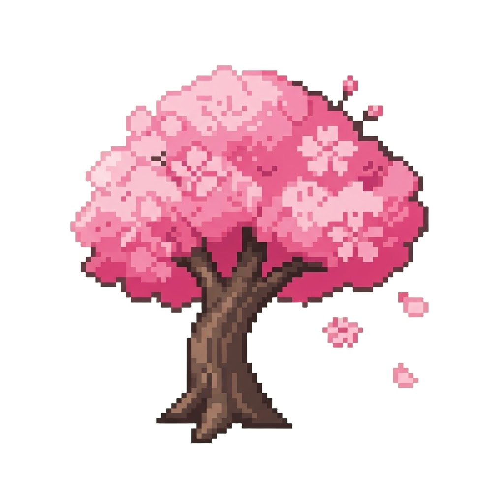 A Blooming Cherry Blossom Tree with Falling Pink Petals