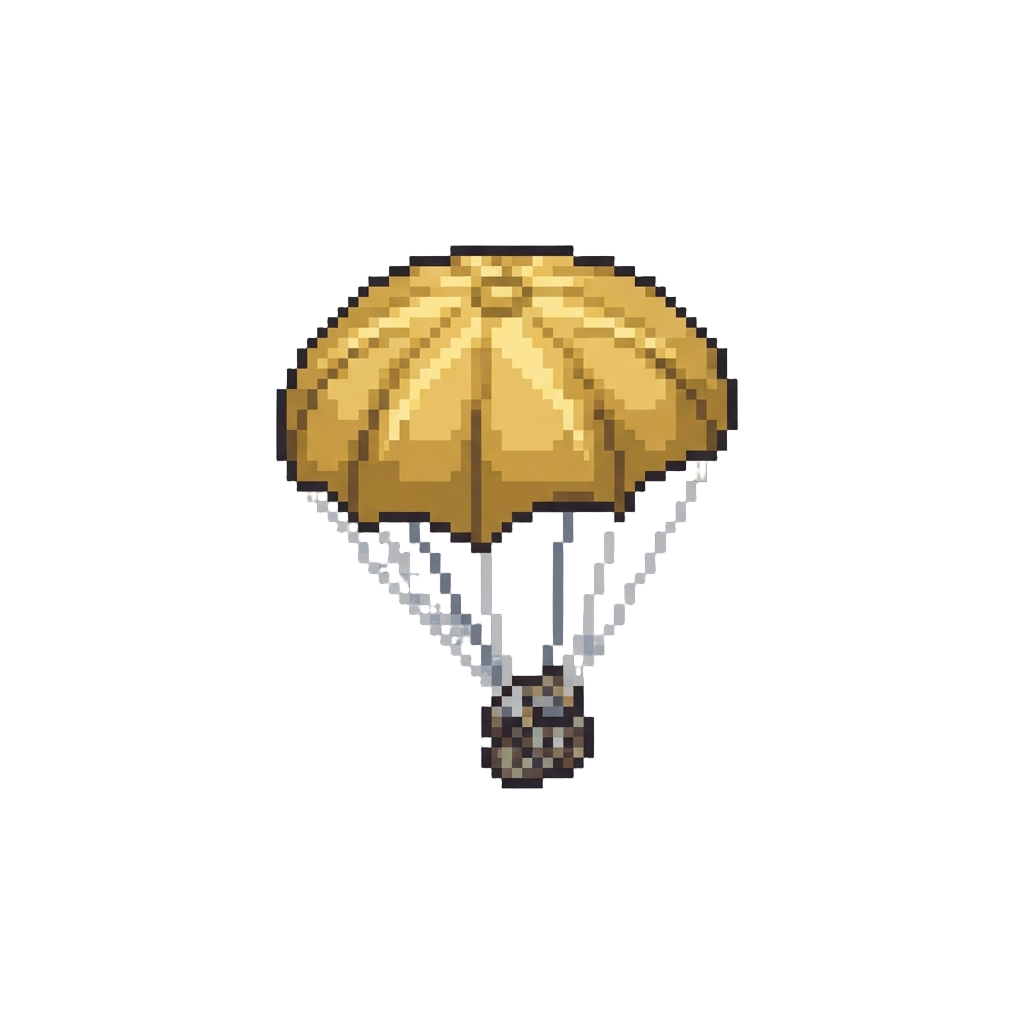 A Golden Starburst Patterned Parachute