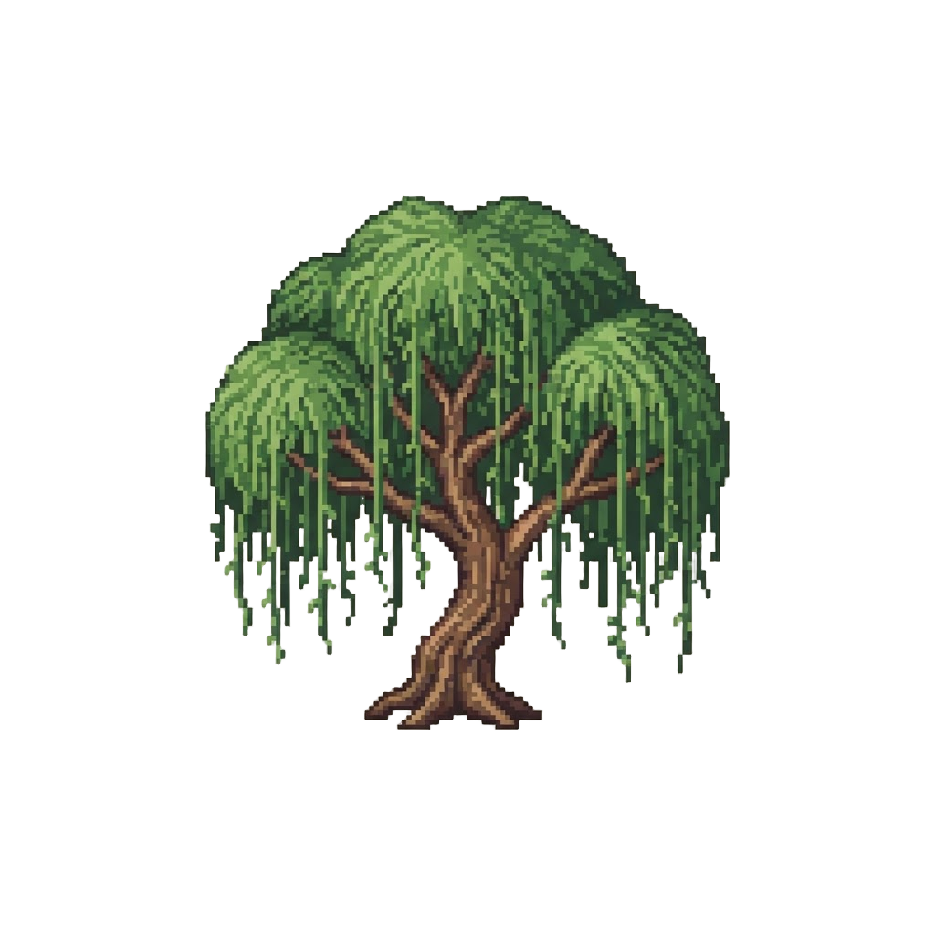 A Sprawling Willow Tree with Drooping Vines