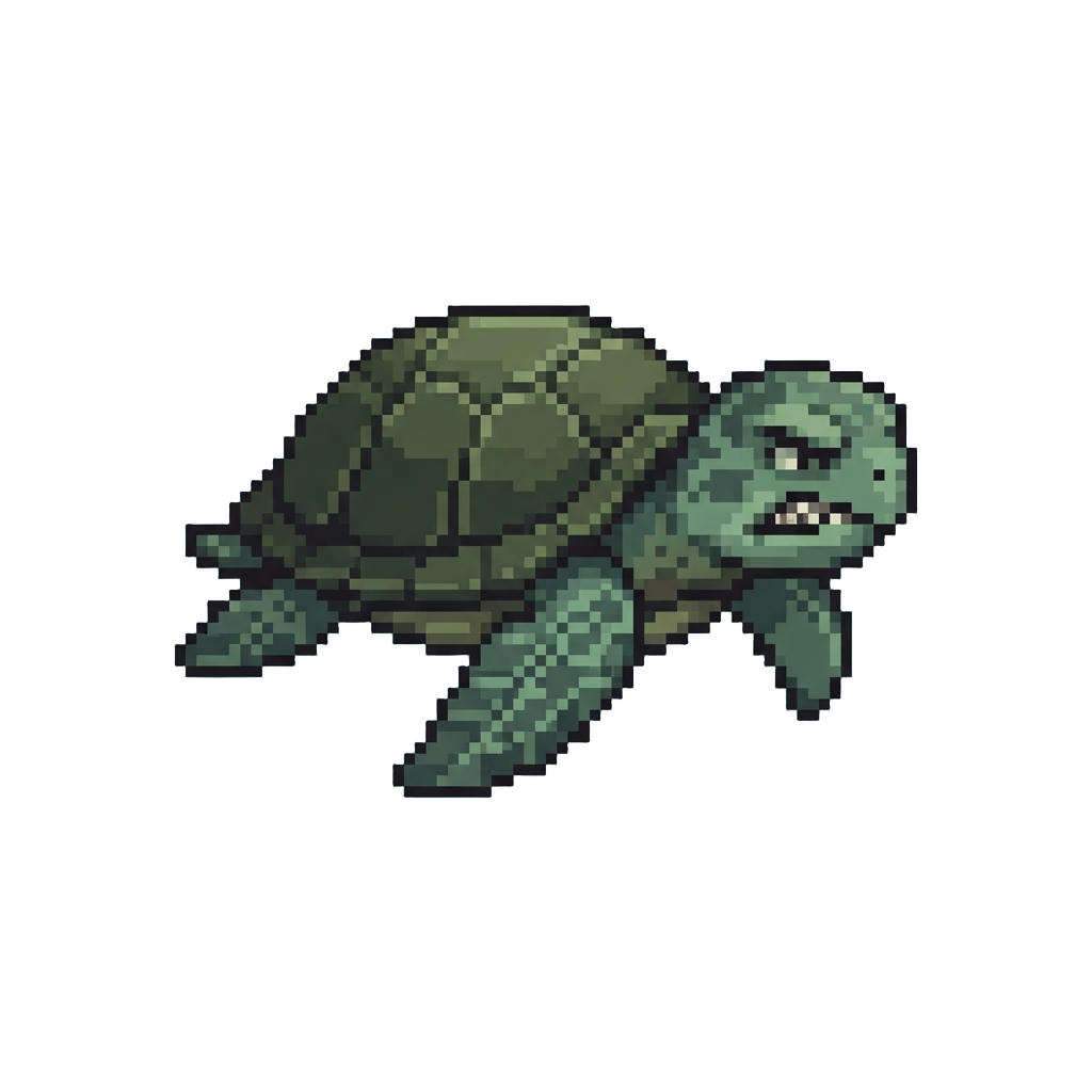 A Grumpy Biting Sea Turtle