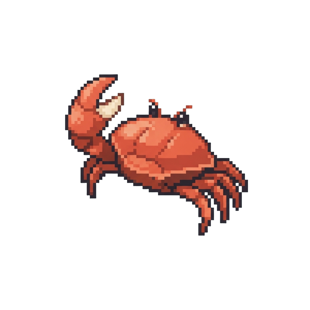 A Feisty Red Crab Snapping Its Claws