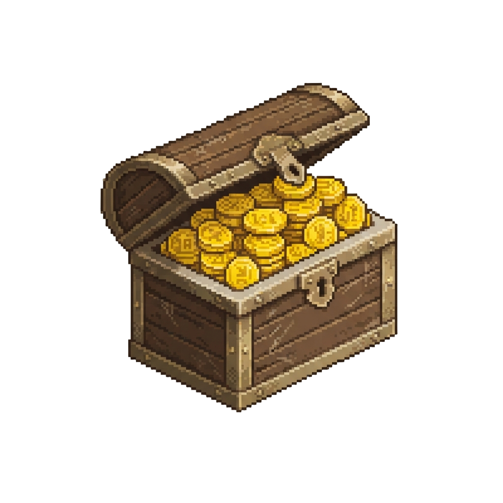 A Dusty Antique Chest Brimming with Bright Yellow Egyptian Gold Coins