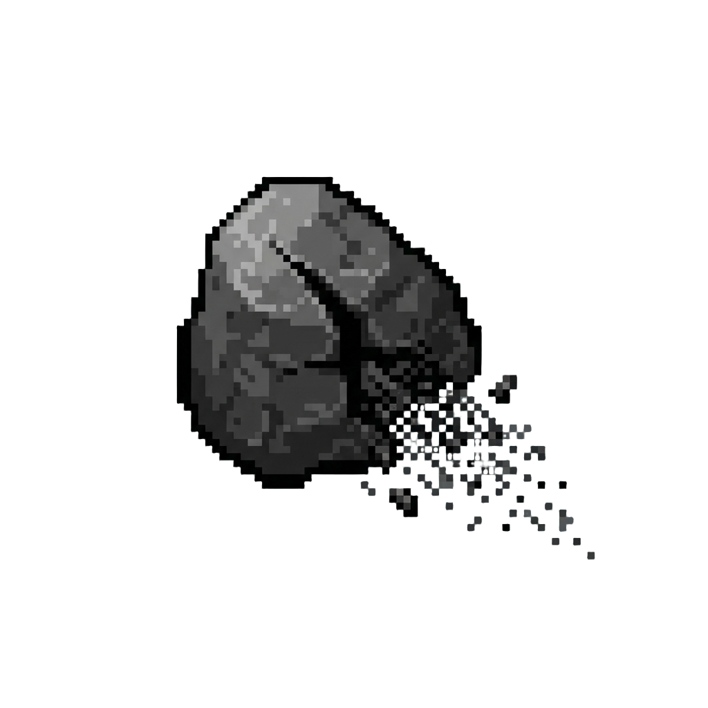 A Dusty Black Coal Stone Splitting Into Soot