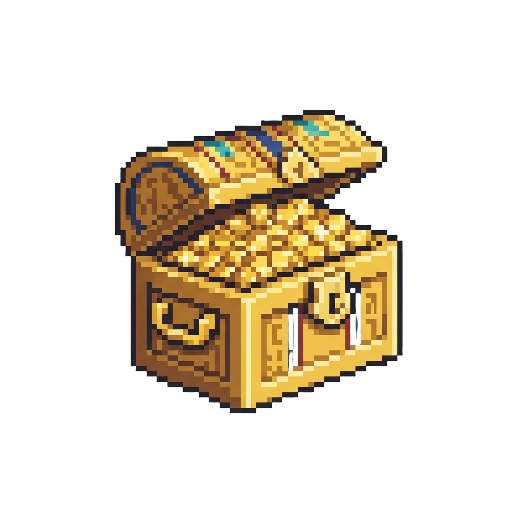 An Ornate Ancient Egyptian Golden Chest Overflowing with Sparkling Real Gold Coins