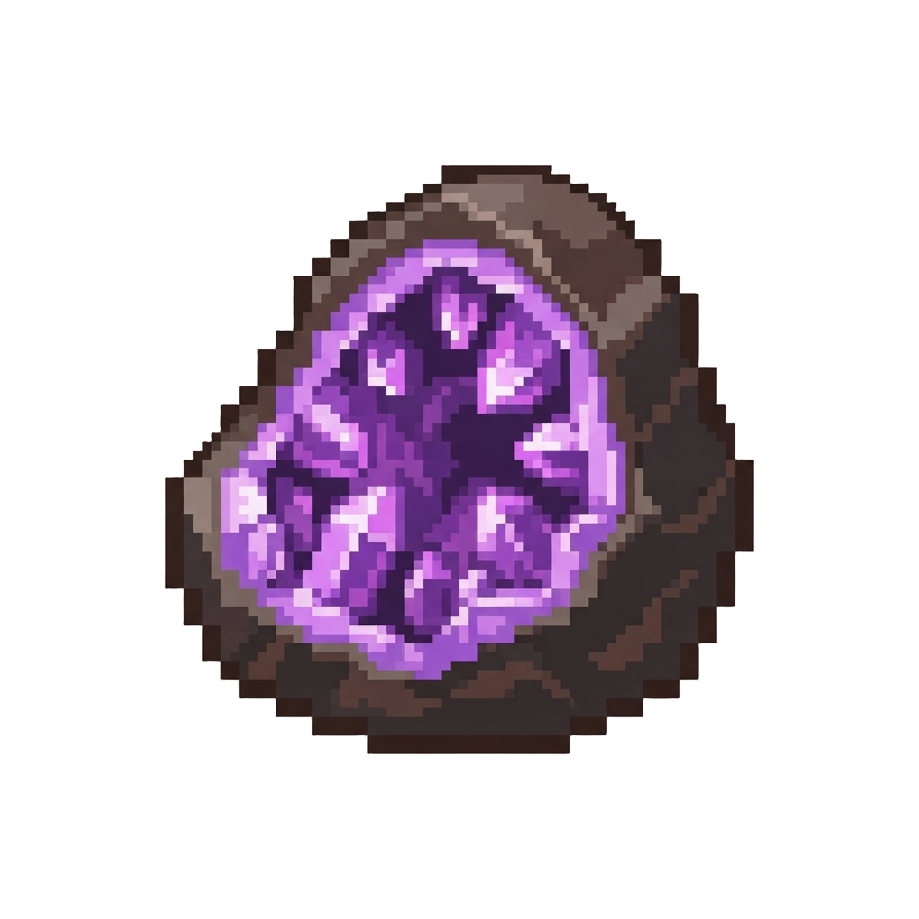 A Vibrant Violet-hued Crystal Geode Pulsing Soft Light