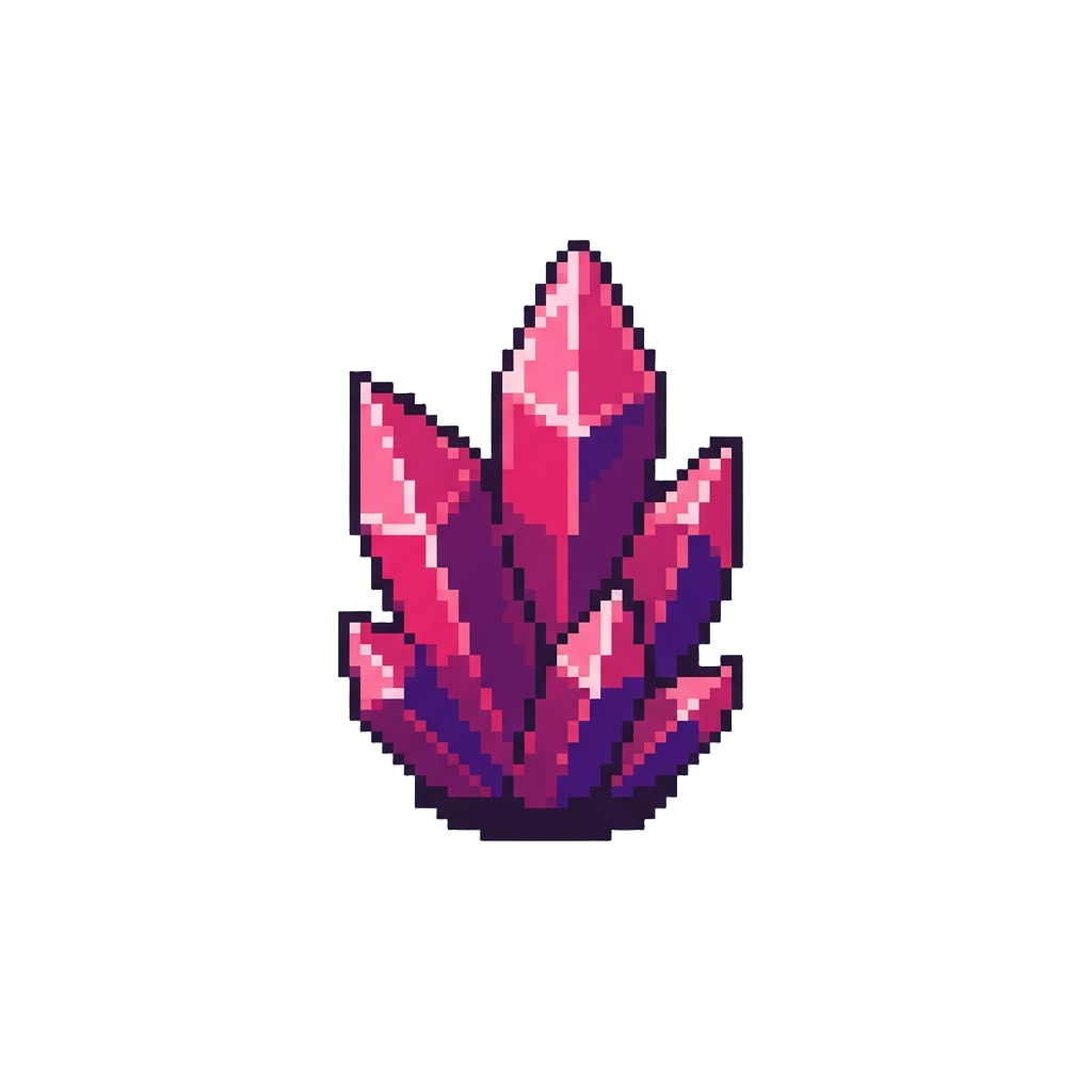 A Set of Sharp Magenta and Purple Crystal Spires