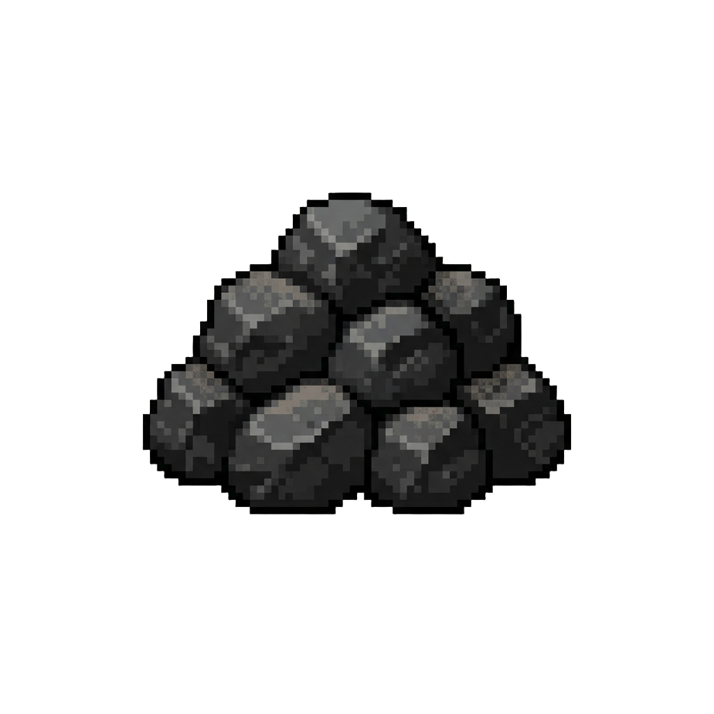 A Dusty Heap of Black Mineral Coal Lumps