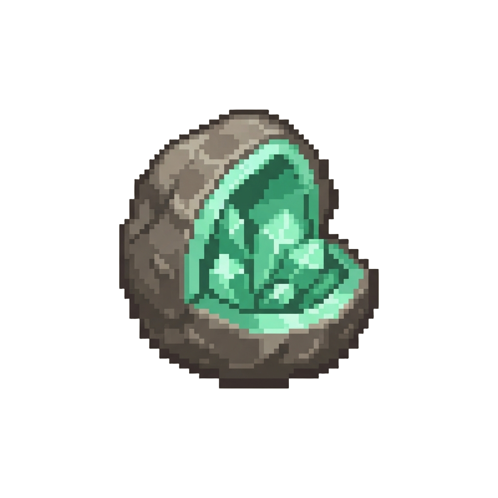 A Vivid Mint-green Sparkling Emerald Geode Split Open