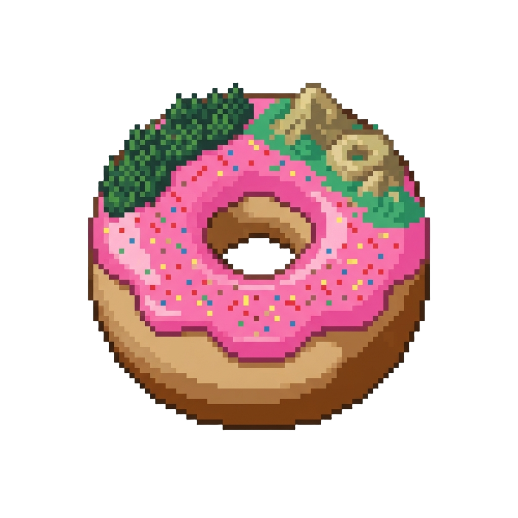 A Giant Donut World with Sprinkle Forests and Donut Mountains