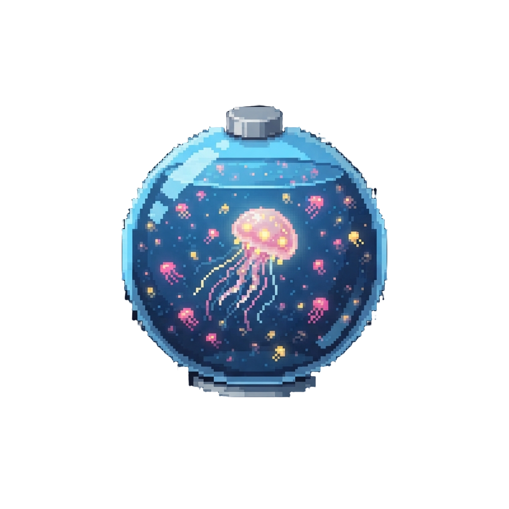 A Jellyfish Ocean with Thousands of Floating Glowing Jellyfish