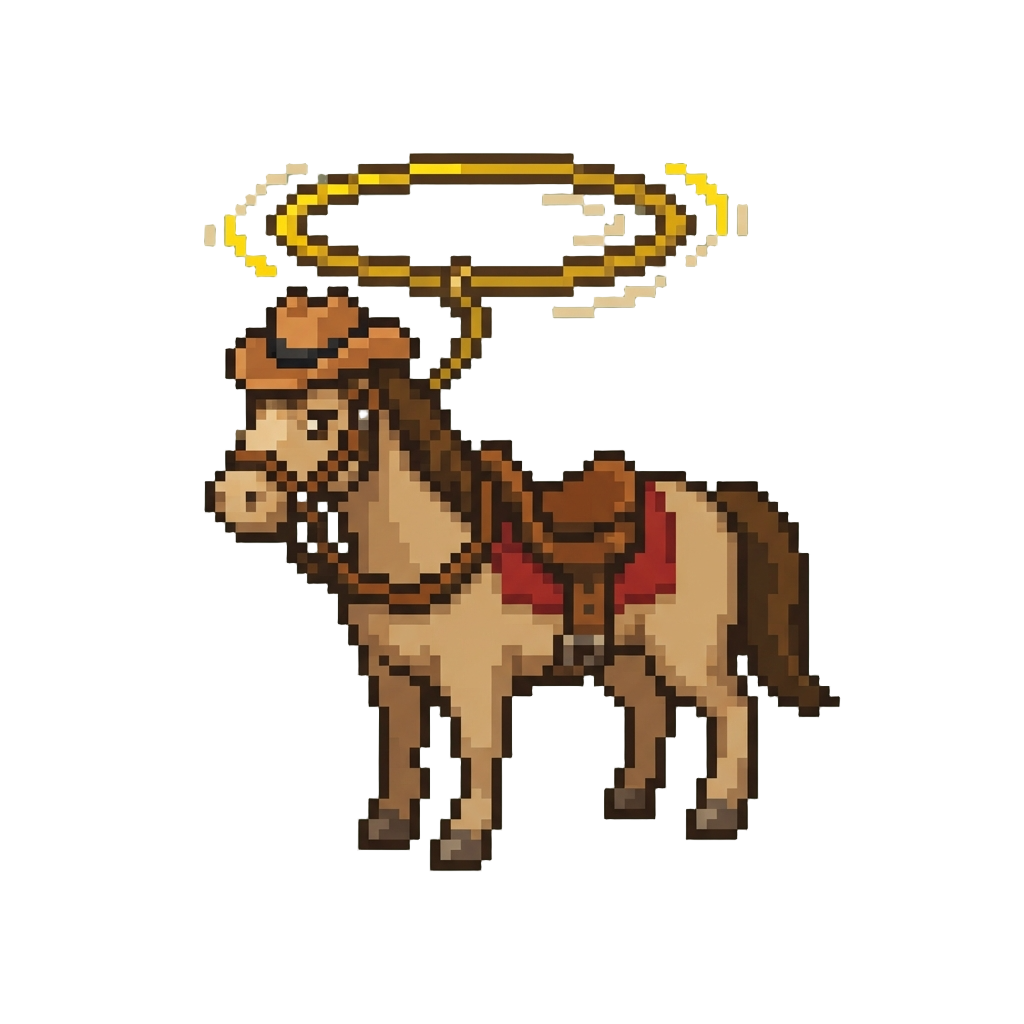A Cowboy Horse with a Spinning Lasso