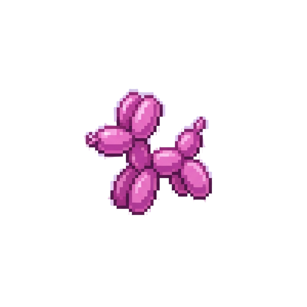 A Glowing Balloon Dog Wiggling in Air