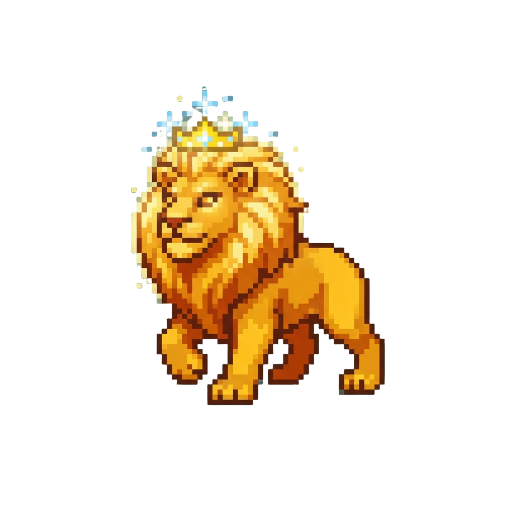 A Regal Glowing Lion with a Crown of Starlight