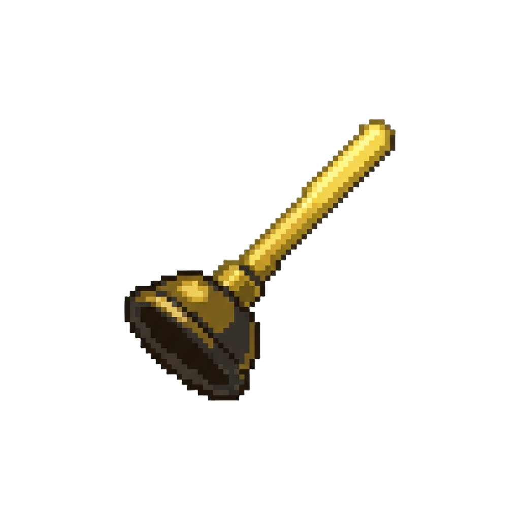 A Floating Shiny Golden Toilet Plunger
