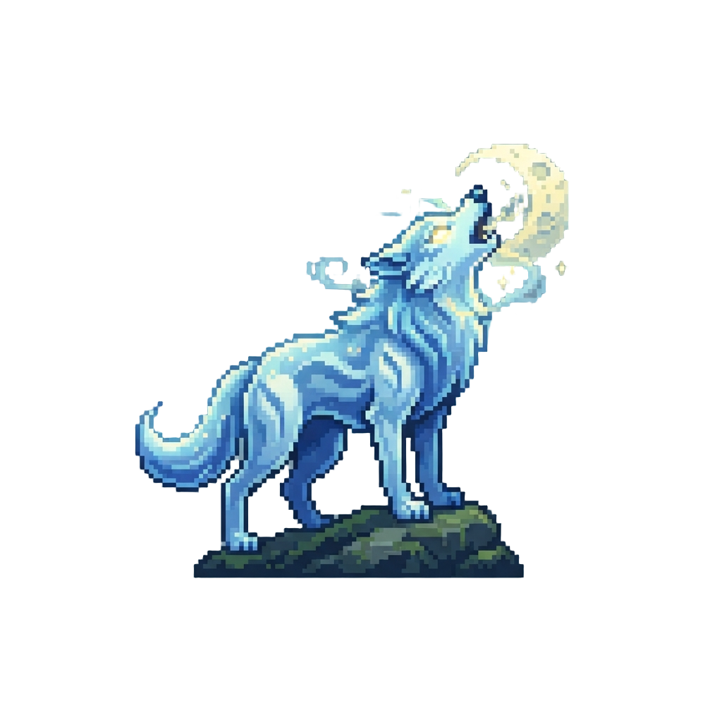 A Swift Ethereal Wolf Howling at the Moon