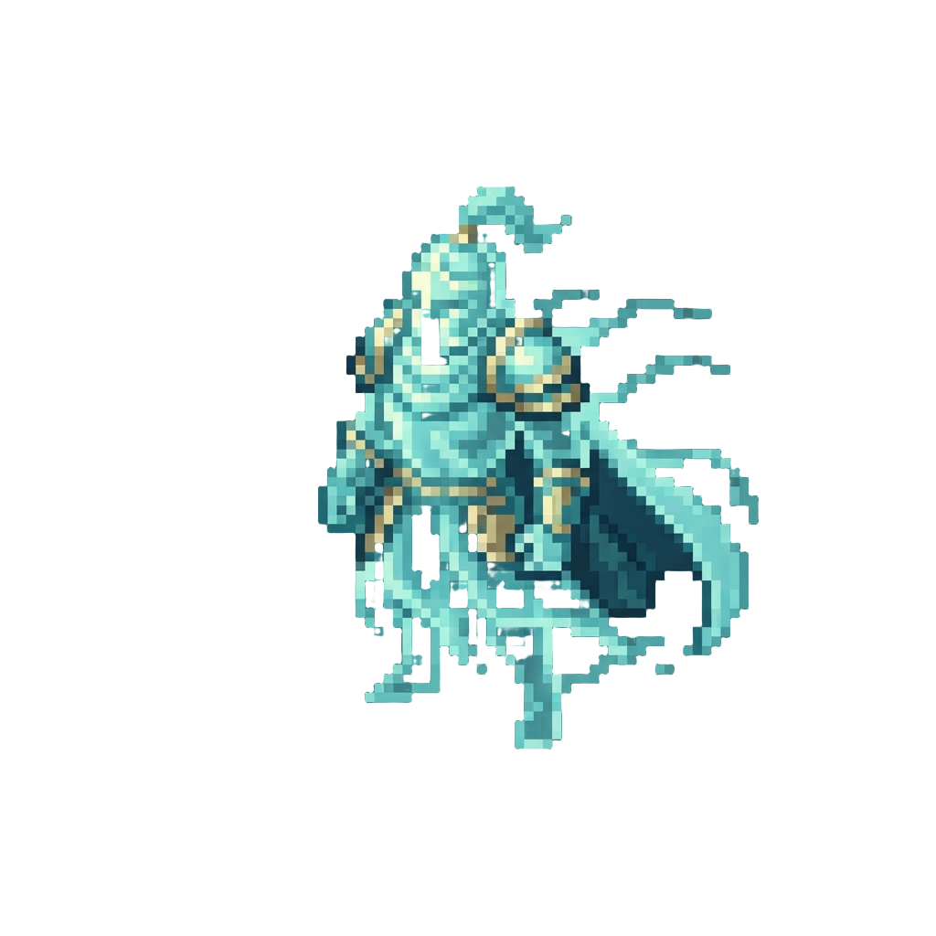 A Heroic Glowing Phantom Mirroring @image1's Pose