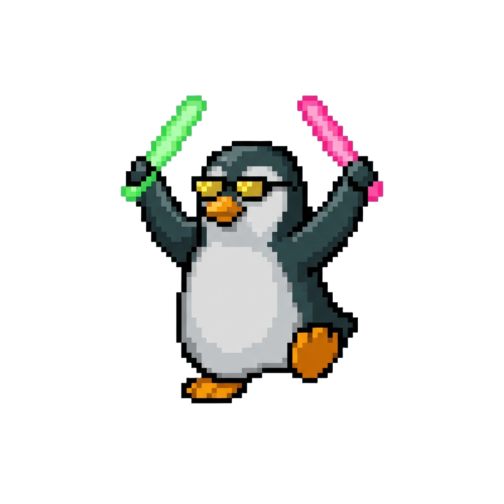A Disco-dancing Penguin with Glowsticks