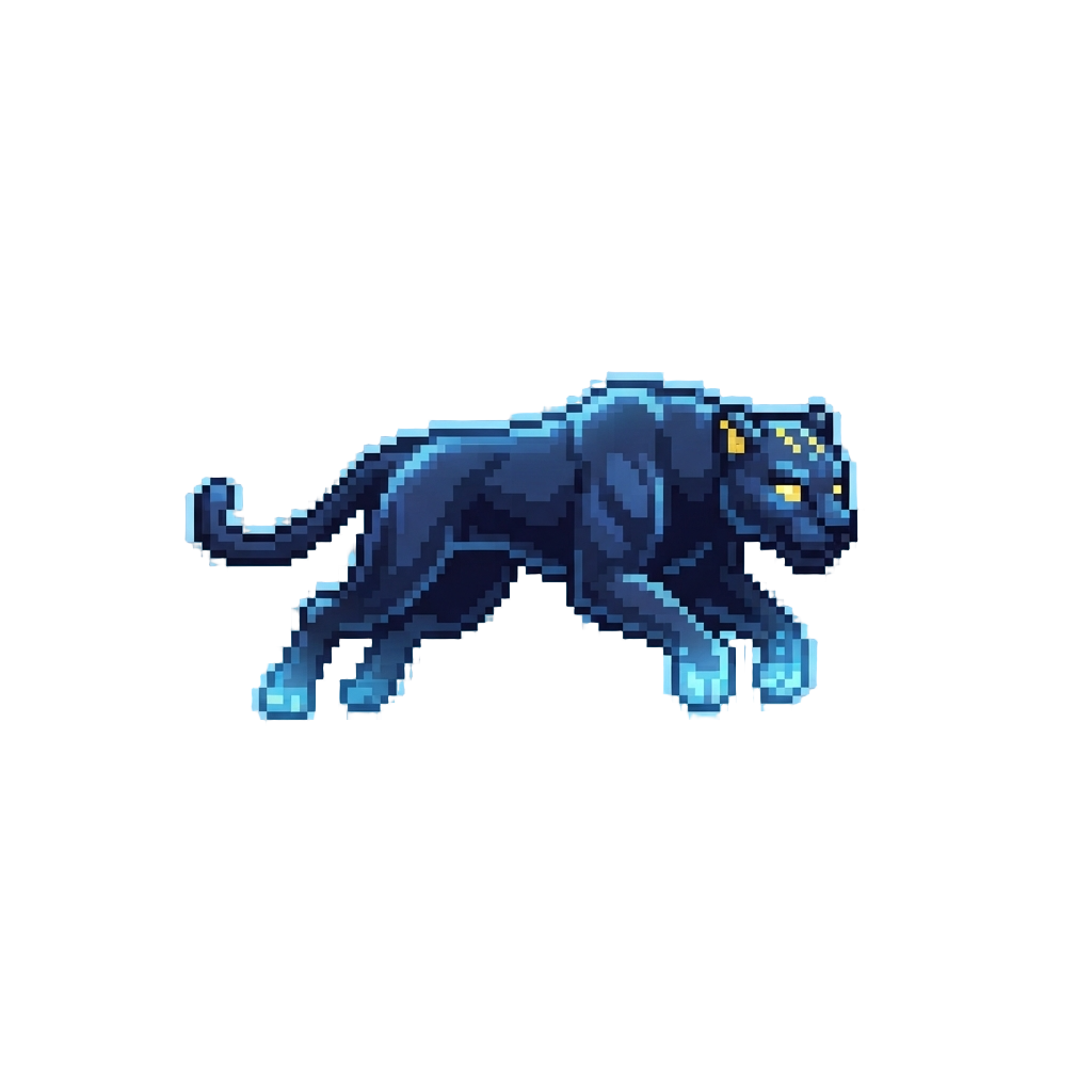 A Sleek Glowing Panther Bounding Silently