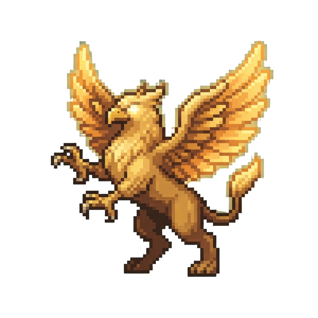 A Mystical Glowing Griffin Rearing Up Triumphantly