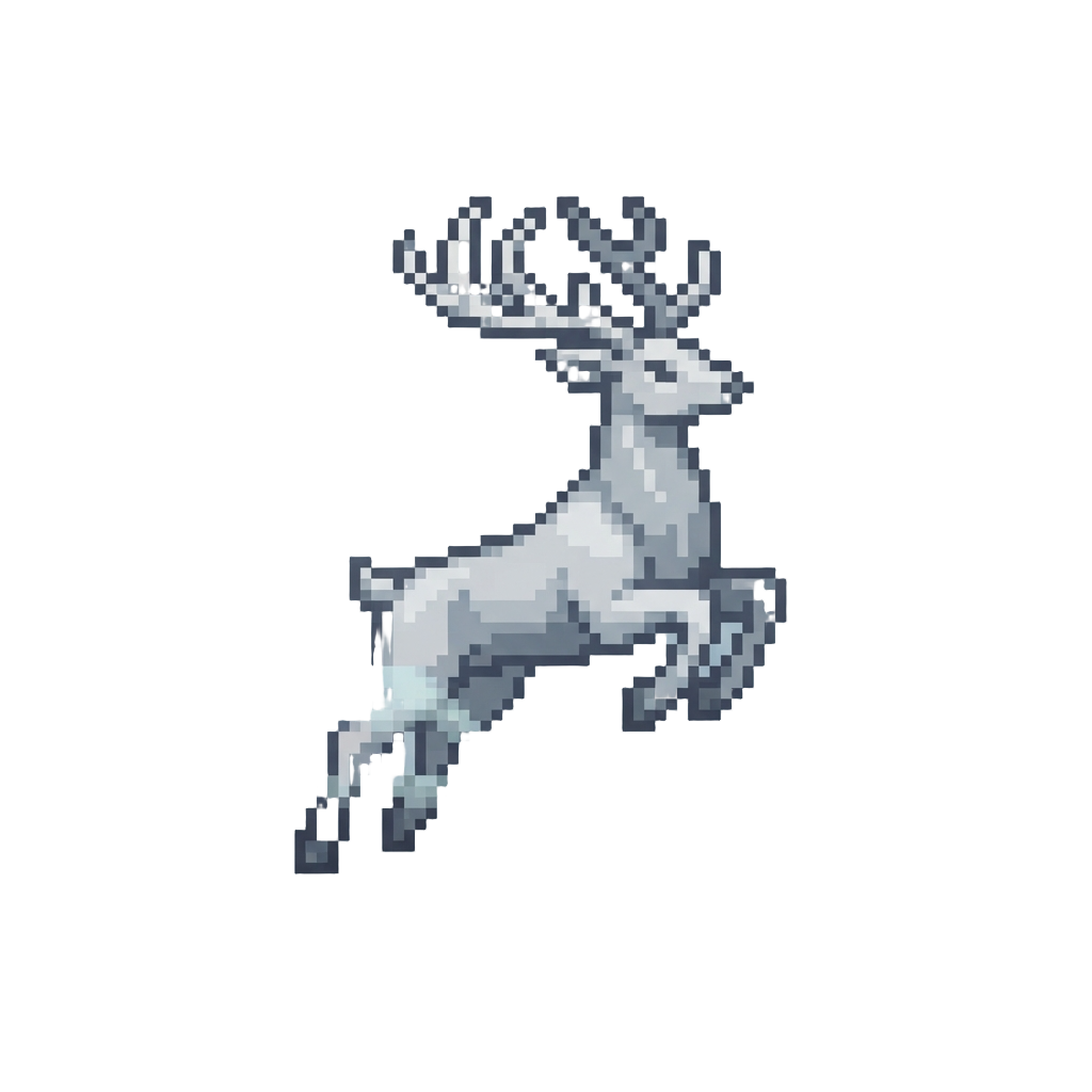 A Graceful Silver Stag Leaping Through the Mist