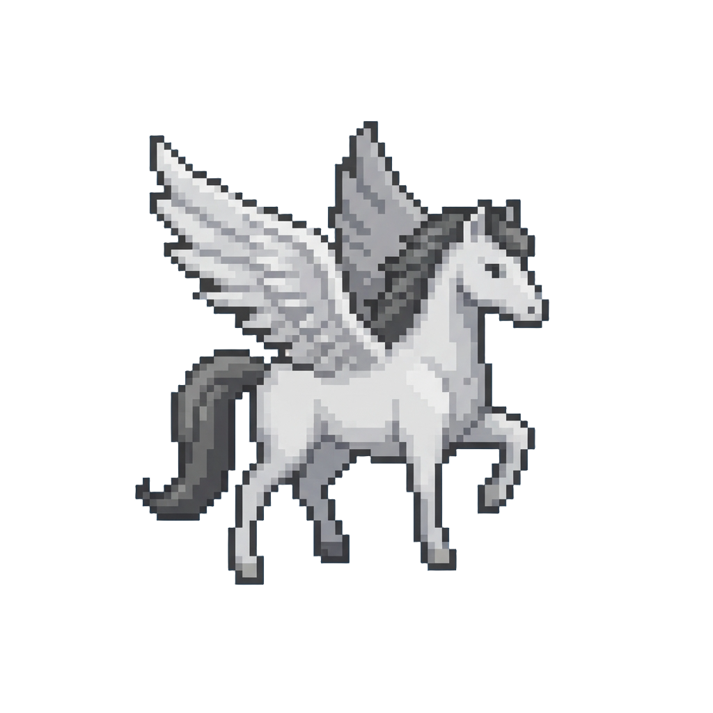 A Grand Silver-winged Pegasus Hovering Gallantly