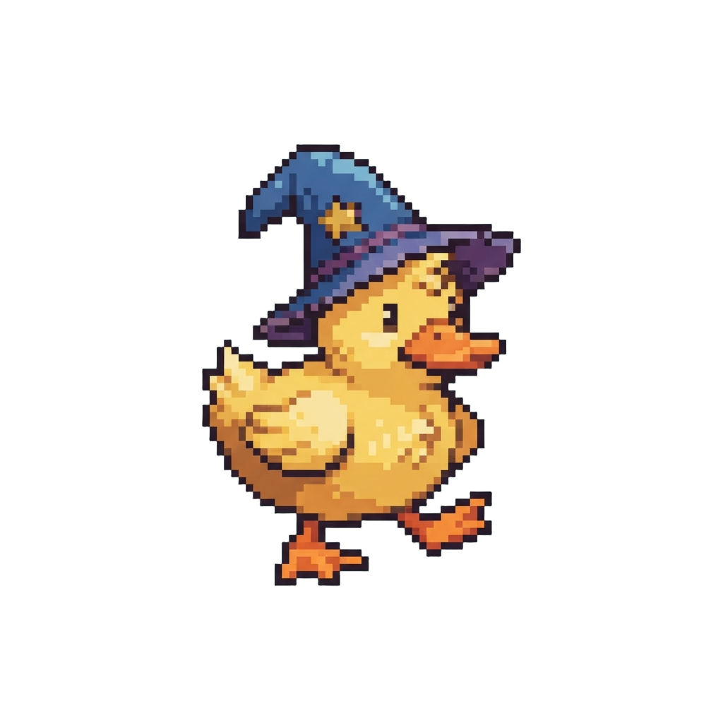 A Clumsy Duck in a Wizard Hat