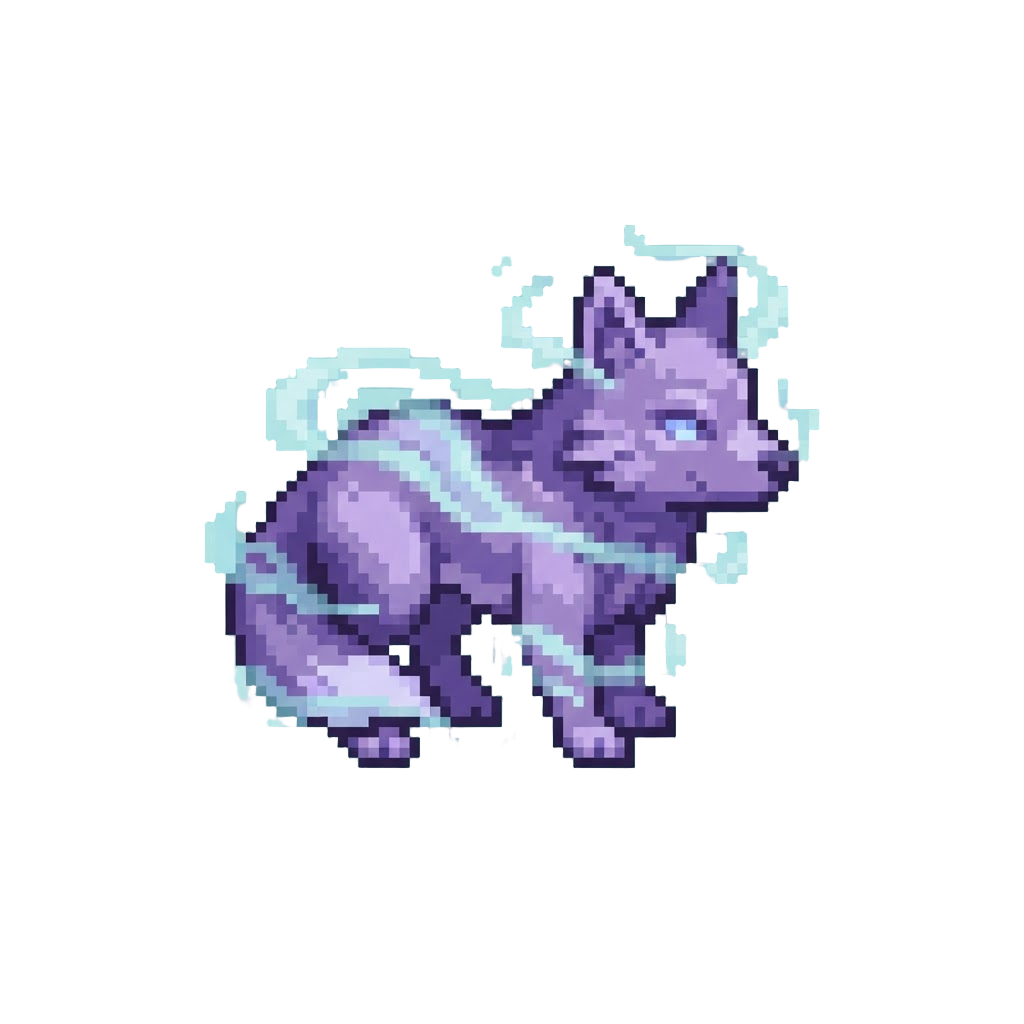 A Mystical Violet Wolf Wrapped in Ethereal Mist