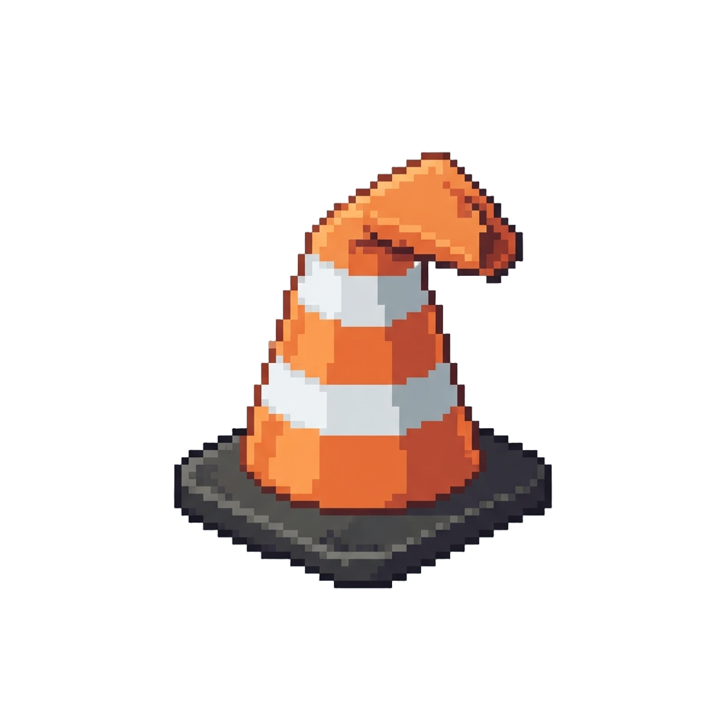A Bent Plastic Orange Traffic Cone