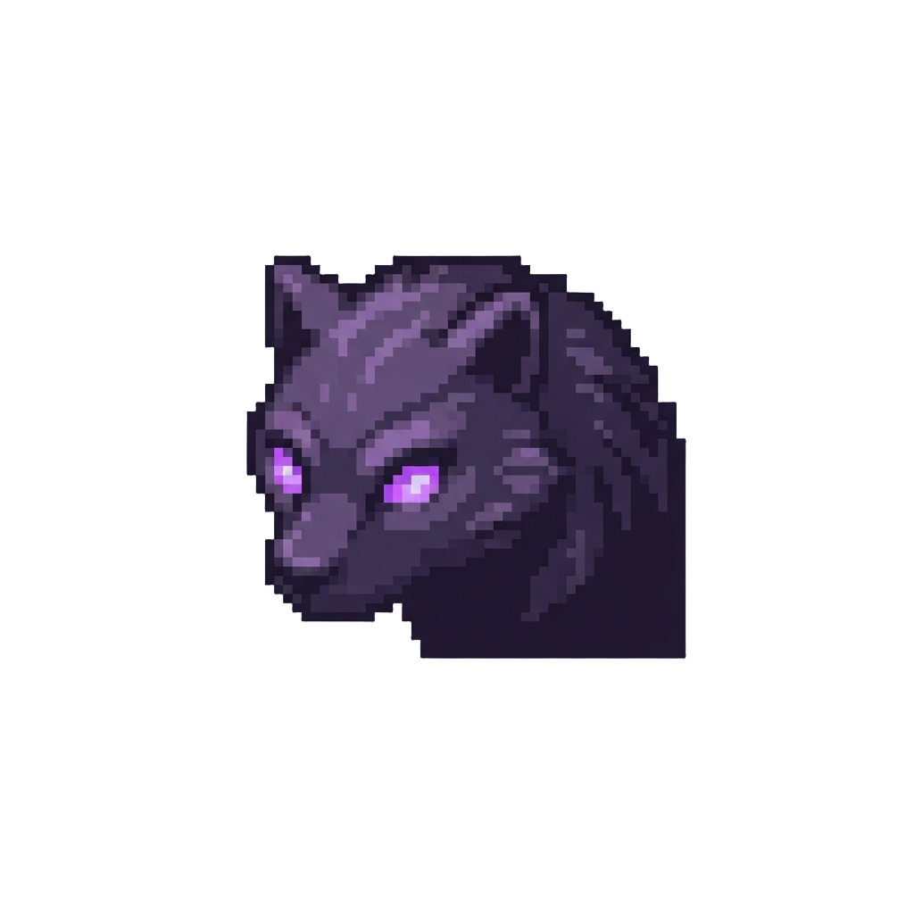 Dusk-purple Dark Fur with Violet Glowing Eyes