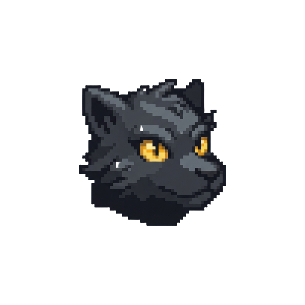 Dark Charcoal Fur with Blazing Golden Eyes