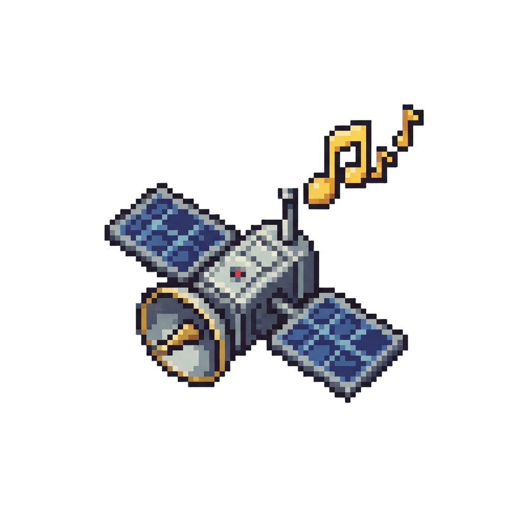 A Miniature Satellite Broadcasting Music Notes