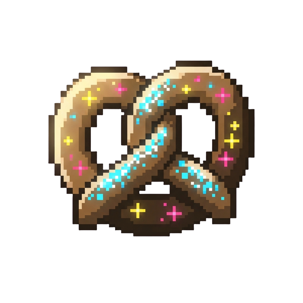 A Giant Floating Neon-glowing Starry Pretzel