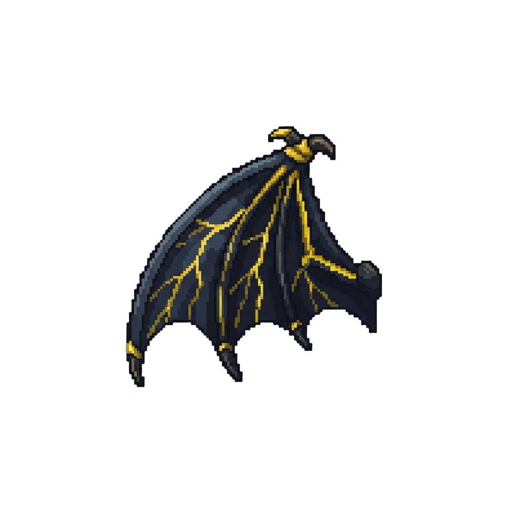 Gold-veined Midnight Demon Wings