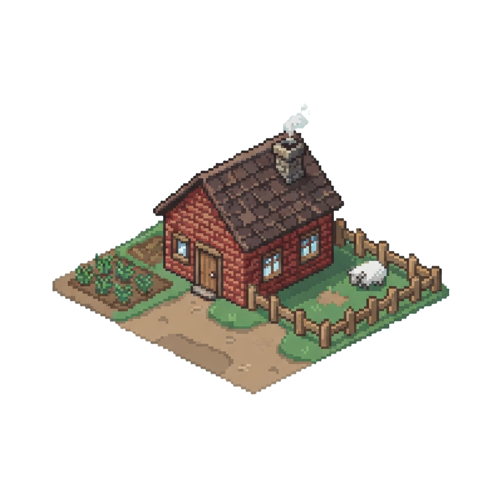 A Peaceful Brick Farm Village